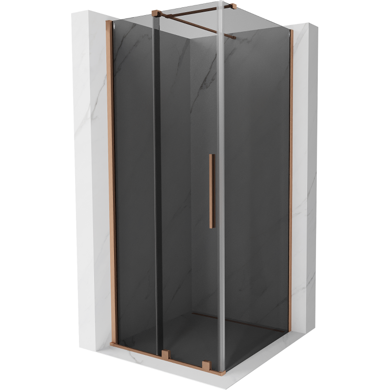 Mexen Velar sliding shower enclosure 110 x 110 cm, graphite, brushed copper - 871-110-110-41-65