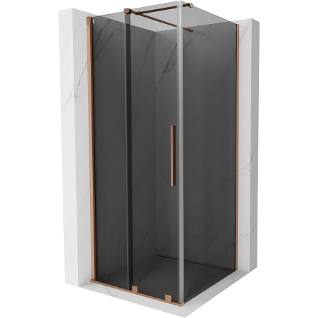 Mexen Velar sliding shower enclosure 110 x 110 cm, graphite, brushed copper - 871-110-110-41-65