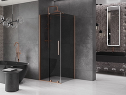 Mexen Velar sliding shower enclosure 120 x 120 cm, graphite, brushed copper - 871-120-120-41-65
