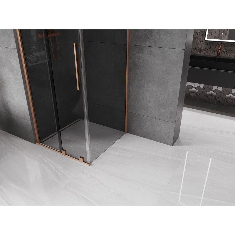 Mexen Velar sliding shower enclosure 110 x 110 cm, graphite, brushed copper - 871-110-110-41-65