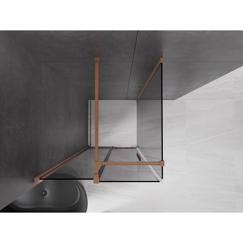 Mexen Velar sliding shower enclosure 120 x 120 cm, graphite, brushed copper - 871-120-120-41-65