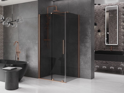 Mexen Velar sliding shower enclosure 90 x 70 cm, graphite, brushed copper - 871-090-070-41-65