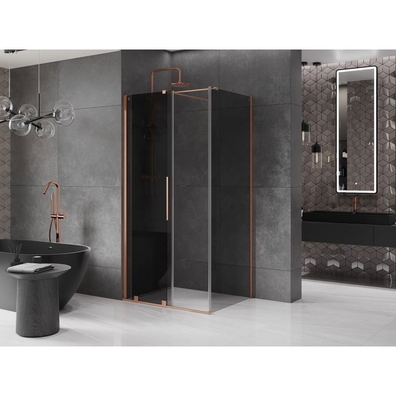 Mexen Velar sliding shower cabin 90 x 85 cm, graphite, brushed copper - 871-090-085-41-65