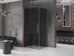 Mexen Velar sliding shower enclosure 100 x 80 cm, graphite, brushed copper - 871-100-080-41-65