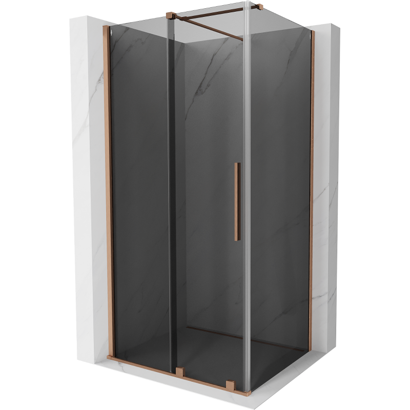 Mexen Velar sliding shower cabin 90 x 100 cm, graphite, brushed copper - 871-090-100-41-65