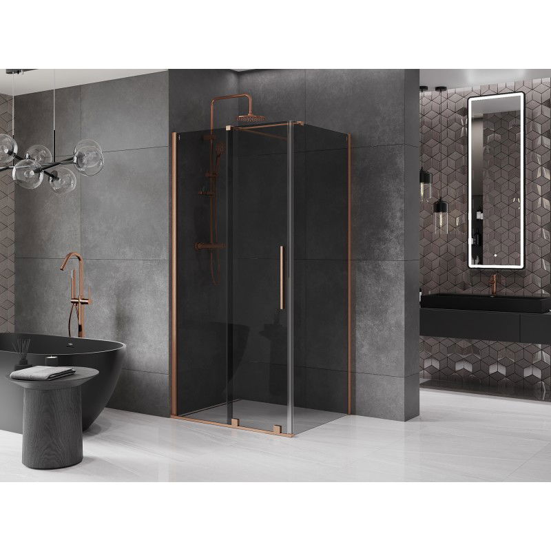 Mexen Velar sliding shower cabin 120 x 85 cm, graphite, brushed copper - 871-120-085-41-65