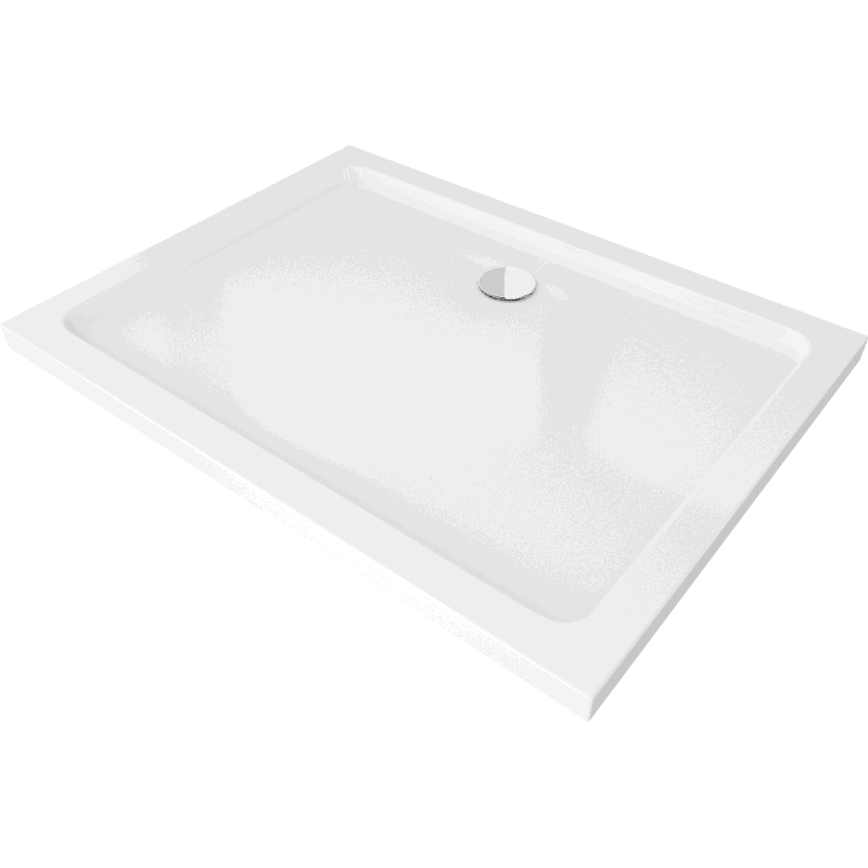 Mexen Flat slim rectangular shower tray 120 x 80 cm, White, chrome siphon - 40108012