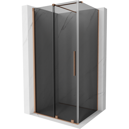 Mexen Velar sliding shower enclosure 120 x 80 cm, graphite, brushed copper - 871-120-080-41-65