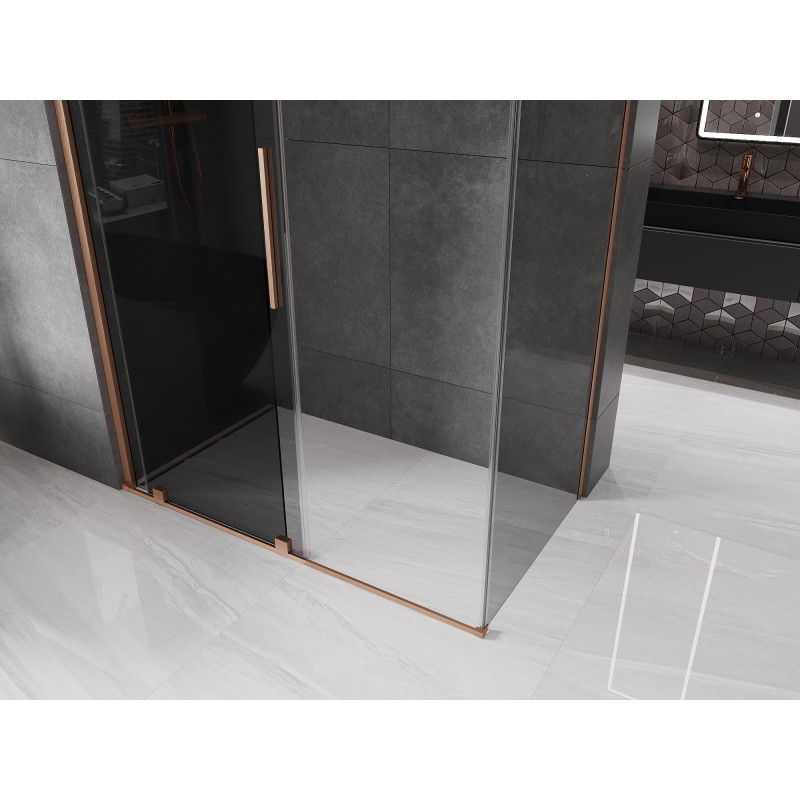 Mexen Velar sliding shower cabin 130 x 75 cm, graphite, brushed copper - 871-130-075-41-65