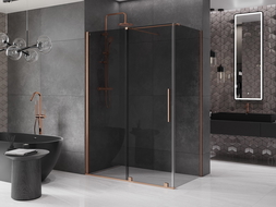 Mexen Velar sliding shower cabin 140 x 80 cm, graphite, brushed copper - 871-140-080-41-65
