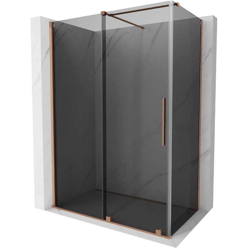 Mexen Velar sliding shower enclosure 140 x 85 cm, graphite, brushed copper - 871-140-085-41-65