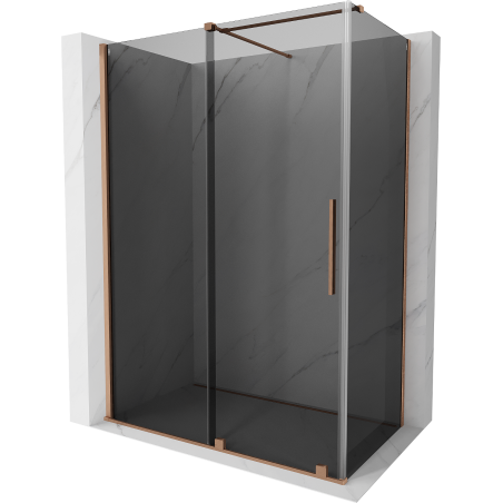 Mexen Velar sliding shower enclosure 140 x 85 cm, graphite, brushed copper - 871-140-085-41-65