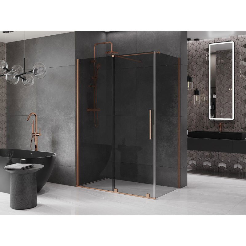 Mexen Velar sliding shower cabin 160 x 75 cm, graphite, brushed copper - 871-160-075-41-65