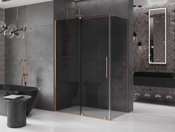 Mexen Velar sliding shower enclosure 160 x 90 cm, graphite, brushed copper - 871-160-090-41-65