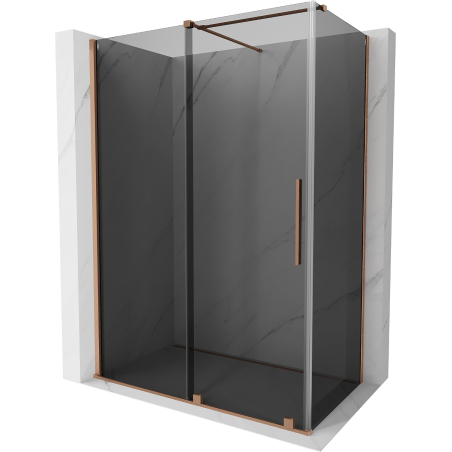 Mexen Velar sliding shower enclosure 160 x 90 cm, graphite, brushed copper - 871-160-090-41-65