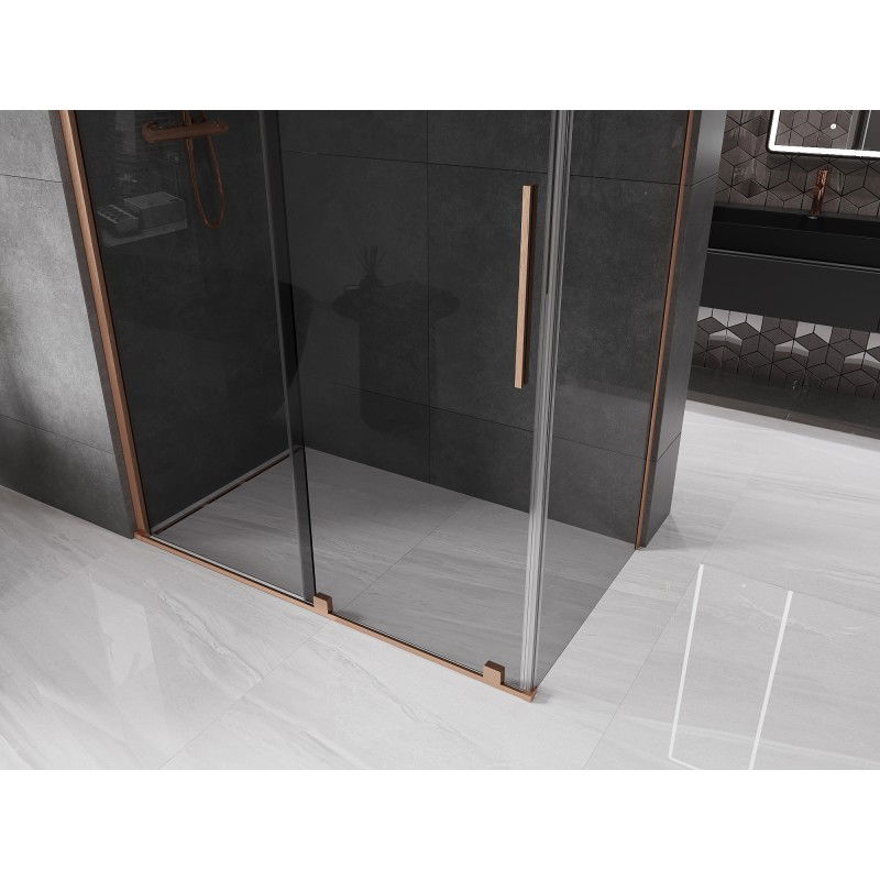 Mexen Velar sliding shower enclosure 160 x 80 cm, graphite, brushed copper - 871-160-080-41-65