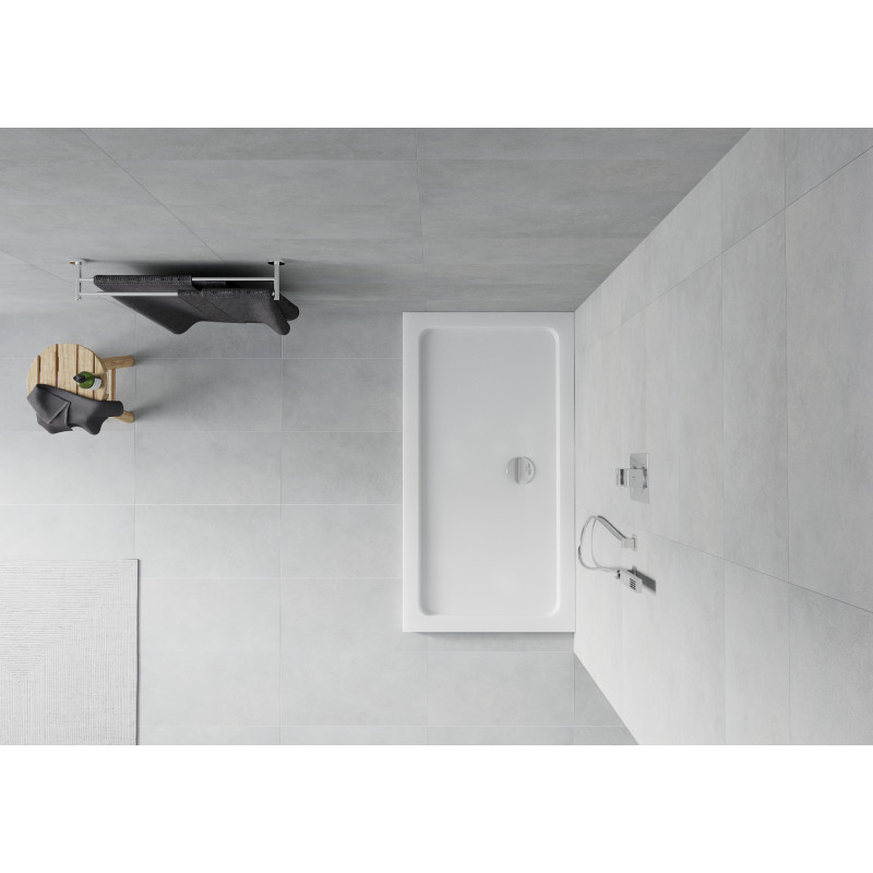 Mexen Flat rectangular slim shower tray 130 x 70 cm, white, chrome siphon - 40107013