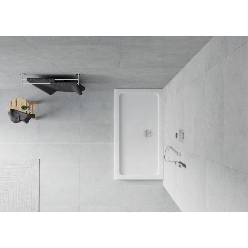 Mexen Flat slim rectangular tray 130 x 70 cm, white, chrome siphon - 40107013