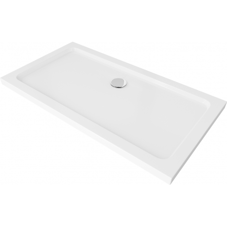 Mexen Flat slim rectangular shower tray 140 x 70 cm, White , chrome siphon - 40107014