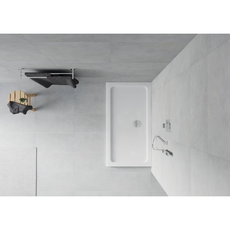 Mexen Flat rectangular shower tray slim 140 x 70 cm, white, chrome siphon - 40107014