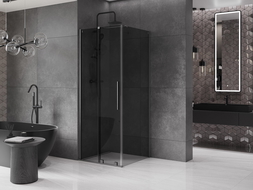 Mexen Velar sliding shower enclosure 120 x 120 cm, graphite, brushed gun gray - 871-120-120-41-66