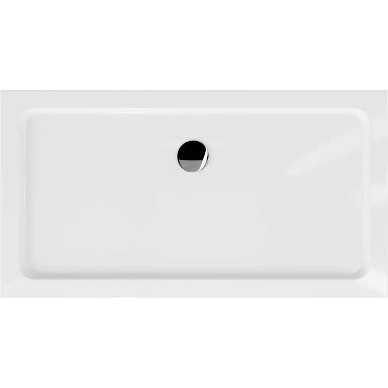 Mexen Flat rectangular slim shower tray 140 x 70 cm, white, chrome siphon - 40107014