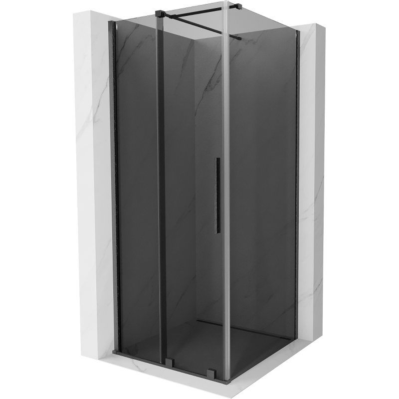 Mexen Velar Sliding Shower Enclosure 90 x 90 cm, Graphite, Brushed Gun Gray - 871-090-090-41-66