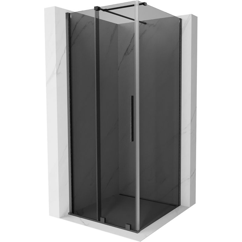 Mexen Velar sliding shower cabin 100 x 100 cm, graphite, brushed gun gray - 871-100-100-41-66