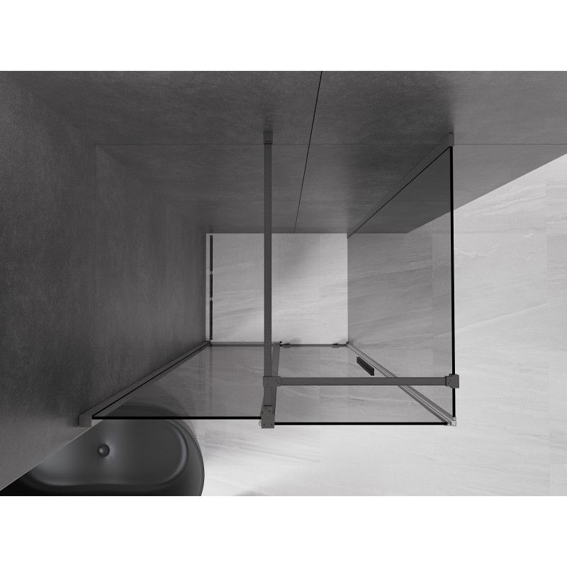 Mexen Velar Sliding Shower Enclosure 100 x 75 cm, Graphite, Brushed Gun Gray - 871-100-075-41-66