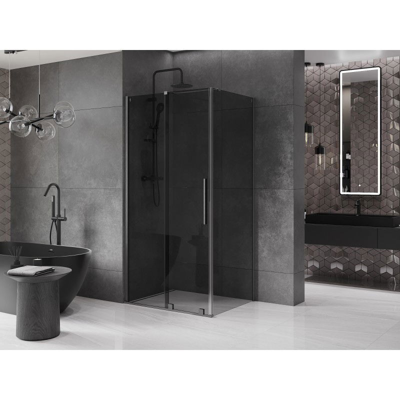 Mexen Velar sliding shower cabin 130 x 80 cm, graphite, brushed gun gray - 871-130-080-41-66