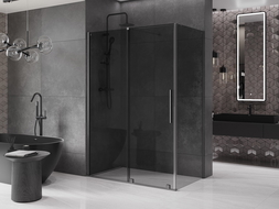 Mexen Velar sliding shower enclosure 140 x 85 cm, graphite, brushed gun gray - 871-140-085-41-66