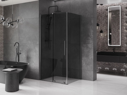 Mexen Velar sliding shower cabin 140 x 90 cm, graphite, brushed gun gray - 871-140-090-41-66