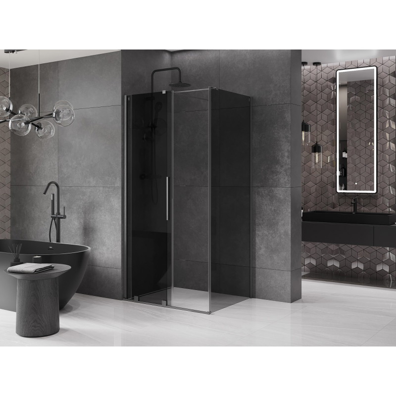 Mexen Velar sliding shower cabin 140 x 90 cm, graphite, brushed gun gray - 871-140-090-41-66