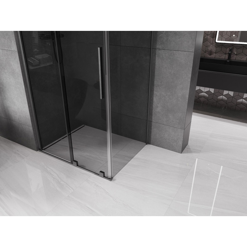 Mexen Velar sliding shower cabin 140 x 90 cm, graphite, brushed gun gray - 871-140-090-41-66