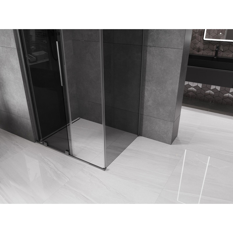 Mexen Velar sliding shower cabin 140 x 90 cm, graphite, brushed gun gray - 871-140-090-41-66