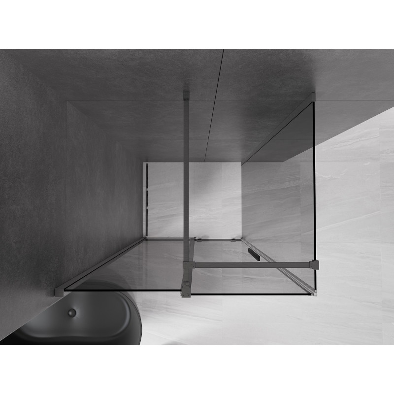 Mexen Velar sliding shower cabin 140 x 90 cm, graphite, brushed gun gray - 871-140-090-41-66