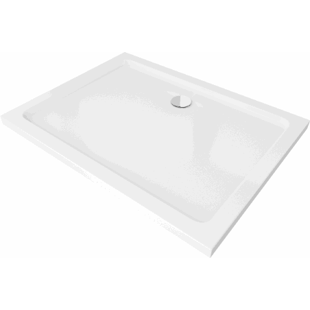 Mexen Flat slim rectangular shower tray 120 x 100 cm, White, chrome siphon - 40101012