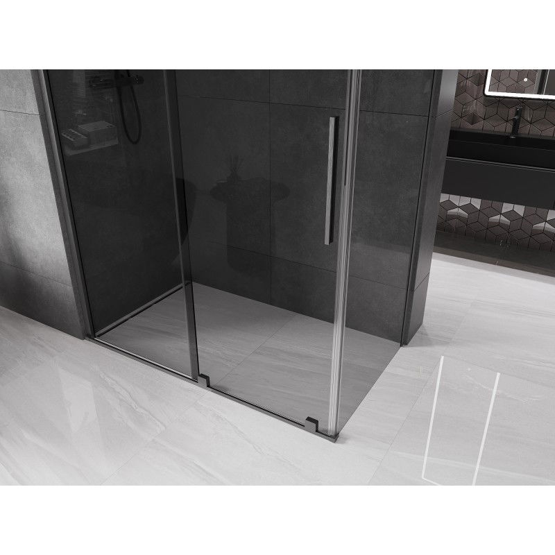 Mexen Velar sliding shower enclosure 150 x 75 cm, graphite, brushed gun gray - 871-150-075-41-66