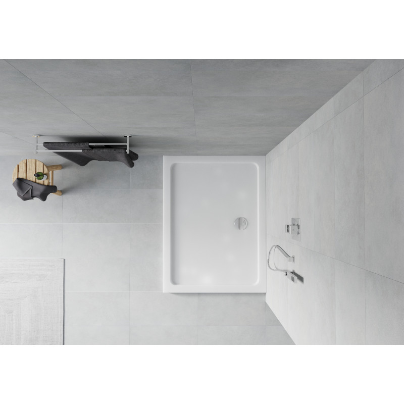 Mexen Flat rectangular shower tray slim 110 x 100 cm, white, chrome drain - 40101011