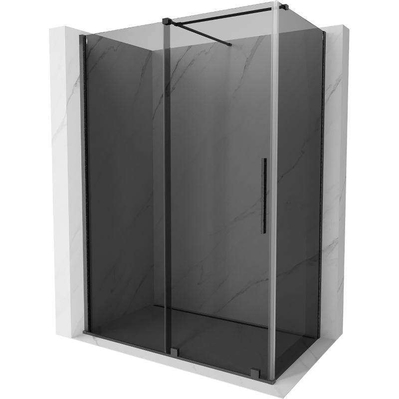 Mexen Velar sliding shower cabin 160 x 75 cm, graphite, brushed gun gray - 871-160-075-41-66