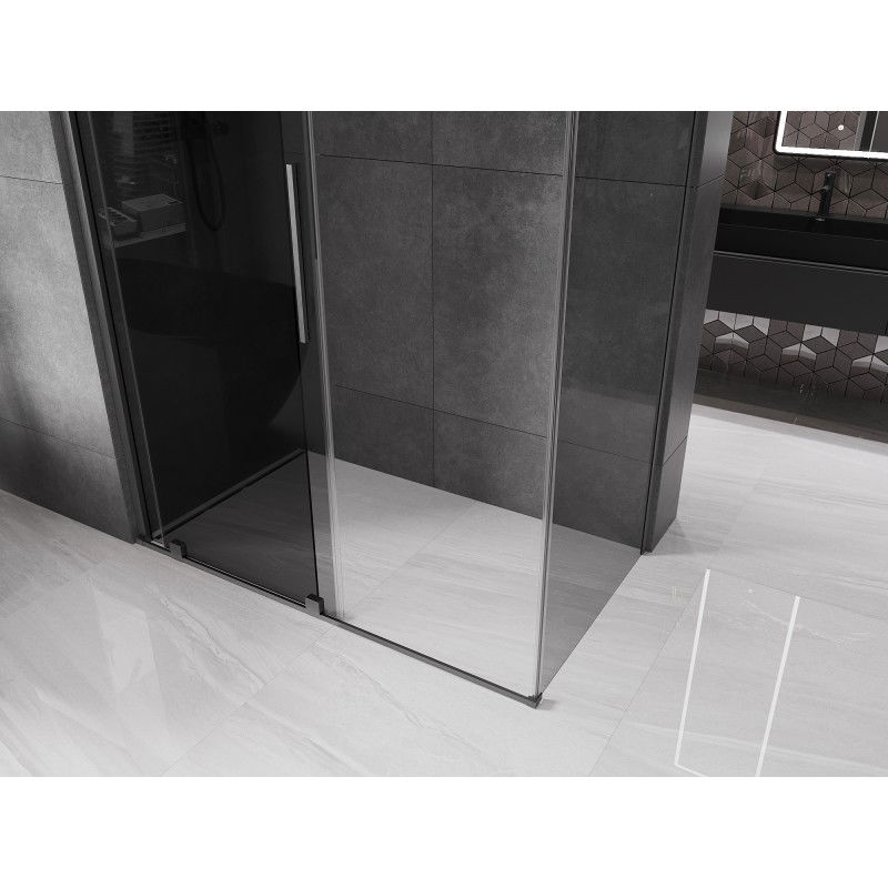 Mexen Velar sliding shower cabin 160 x 100 cm, graphite, brushed gun gray - 871-160-100-41-66