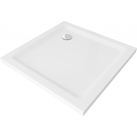 Mexen Flat slim square shower tray 80 x 80 cm, White, chrome siphon - 40108080