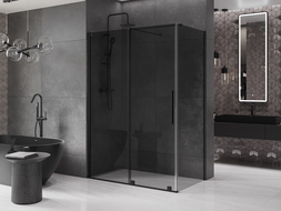 Mexen Velar sliding shower cabin 150 x 70 cm, graphite, black - 871-150-070-41-70