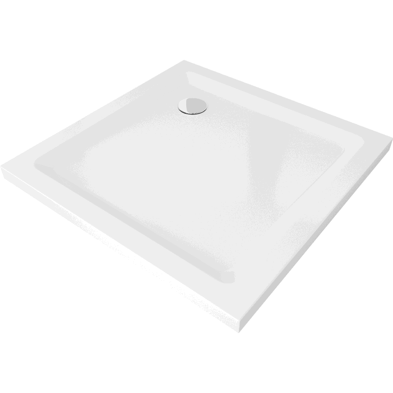 Mexen Flat square shower tray slim 90 x 90 cm, white, chrome siphon - 40109090