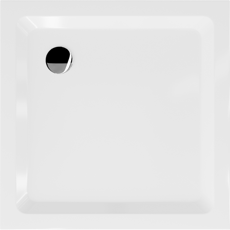 Mexen Flat slim square shower tray 90 x 90 cm, white, chrome siphon - 40109090