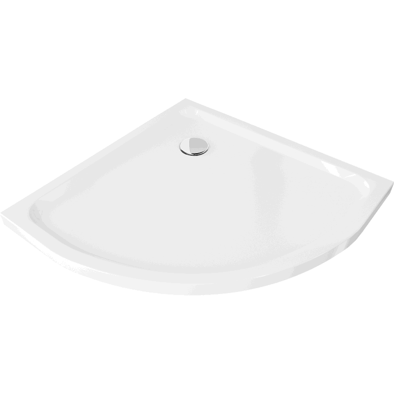 Mexen Flat semicircular slim shower tray 70 x 70 cm, white, chrome siphon - 41107070