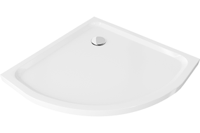 Mexen Flat semi-circular slim shower tray 70 x 70 cm, white, chrome siphon - 41107070