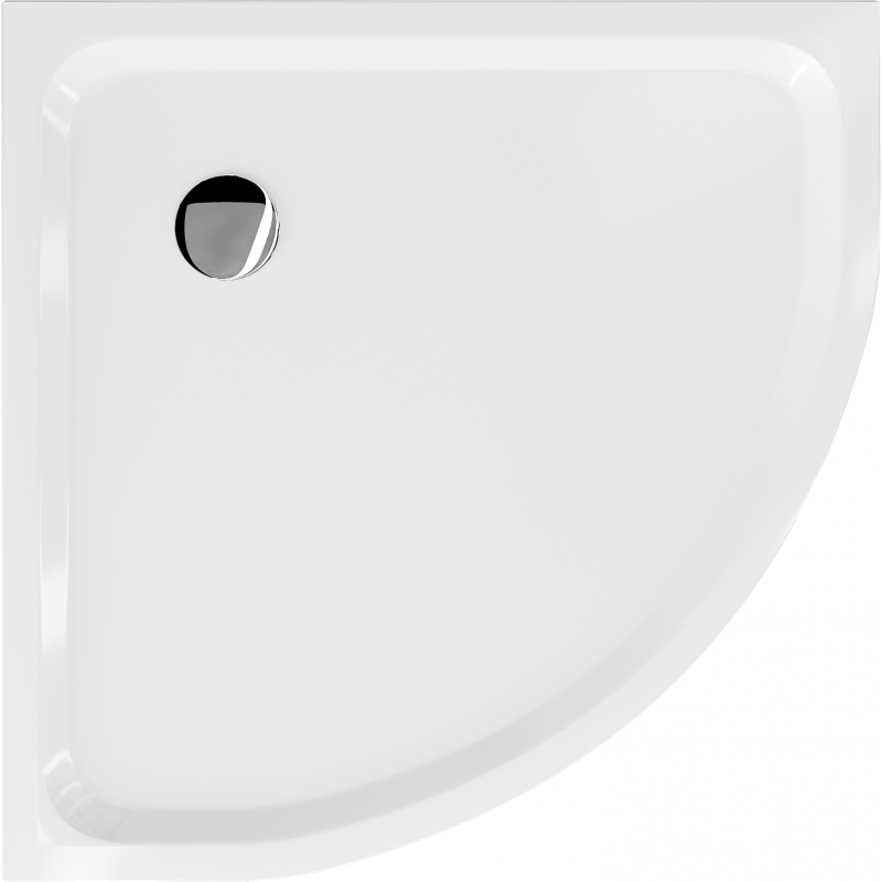 Mexen Flat semi-circular slim shower tray 70 x 70 cm, white, chrome siphon - 41107070