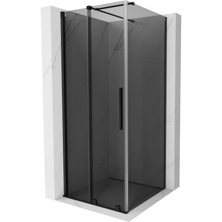 Mexen Velar 90 x 90 cm Sliding Shower Enclosure, Graphite, Black - 871-090-090-41-70