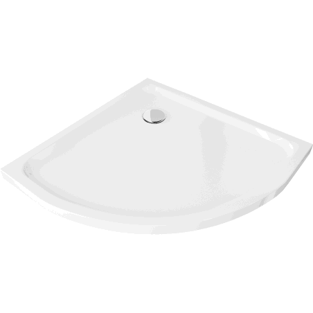 Mexen Flat semi-circular slim shower tray 80 x 80 cm, white, chrome siphon - 41108080